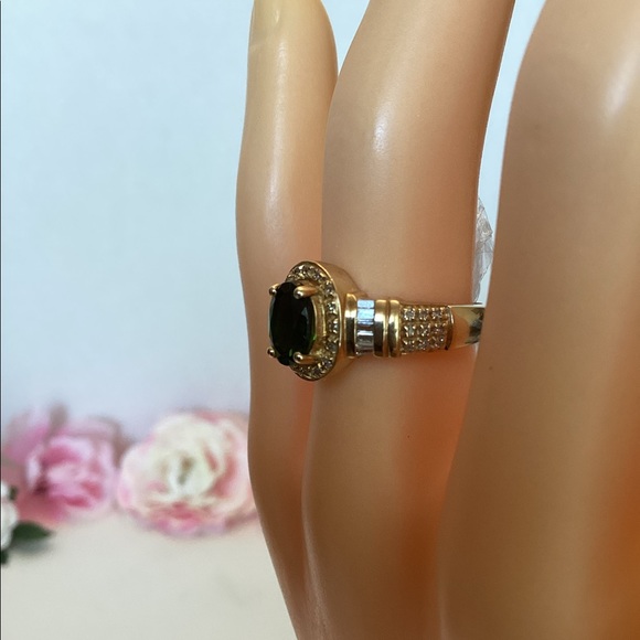 14k, CROME DIOPSIDE & DIAMOND RING - Picture 5 of 7